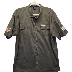 Grunt Style Mens Garage Button Down in Military green size XXL